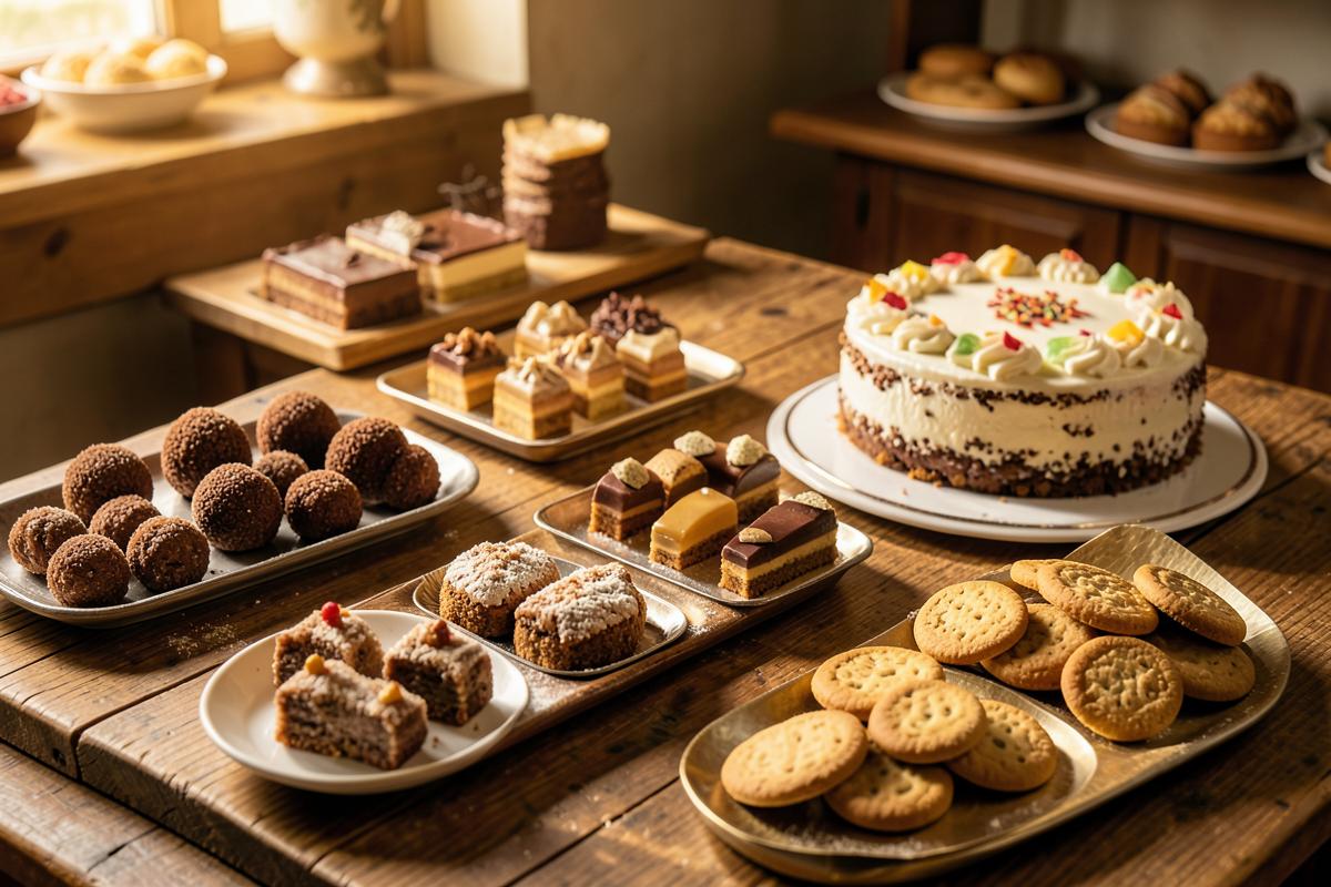 Doces variados em bandeja de festa